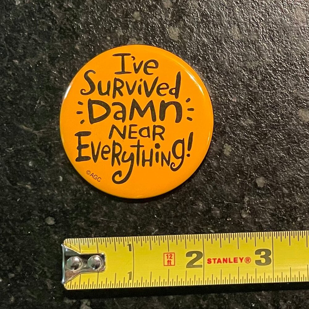 "I've Survived Damn Near Everything!" Button/Pin (Unisex)